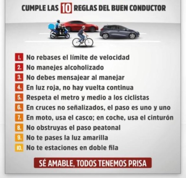 10 reglas del buen conductor