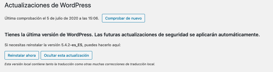 última versión de WordPress