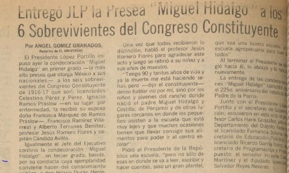 Condecoración Miguel Hidalgo