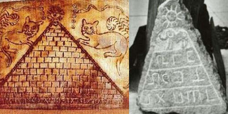 Pirámides con inscripciones en dos piezas diferentes de la colección del Padre Crespi