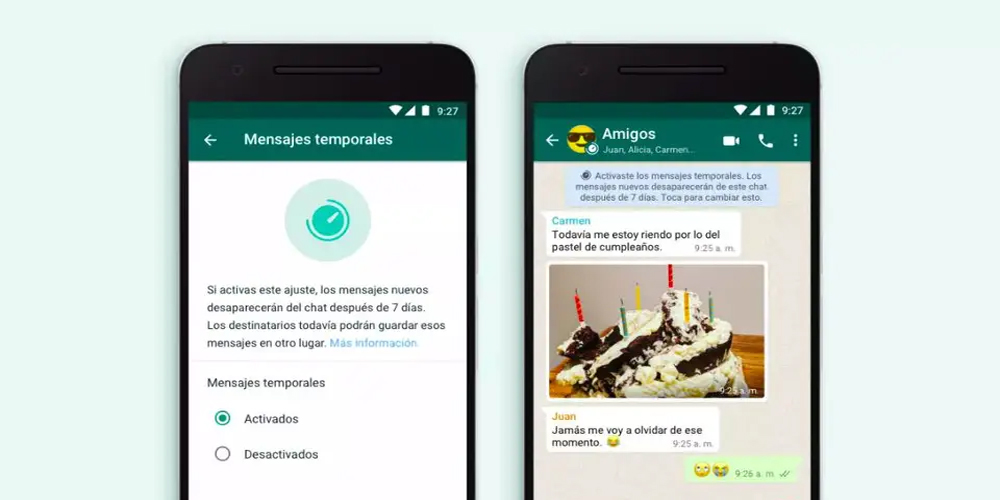 mensajes temporales en Whatsapp