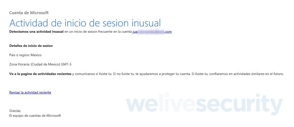 correo falso outlook