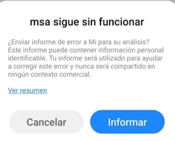 MSA Error Xiaomi