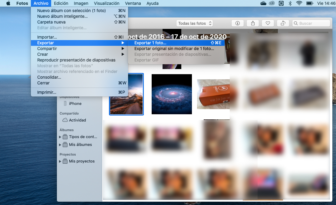 Exportar fotos Mac