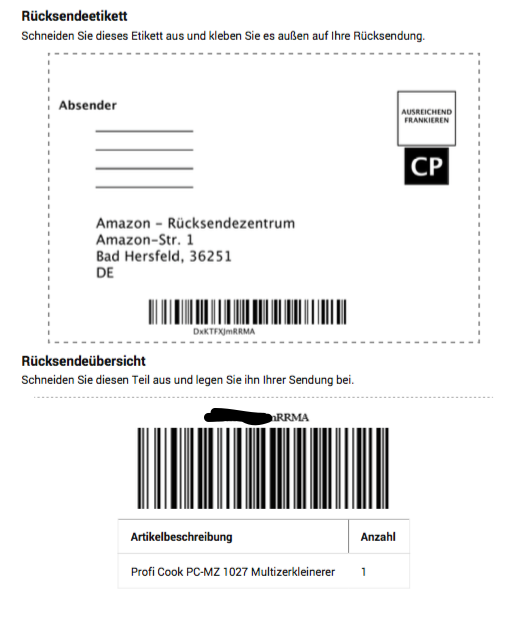 Etiqueta devoluciones