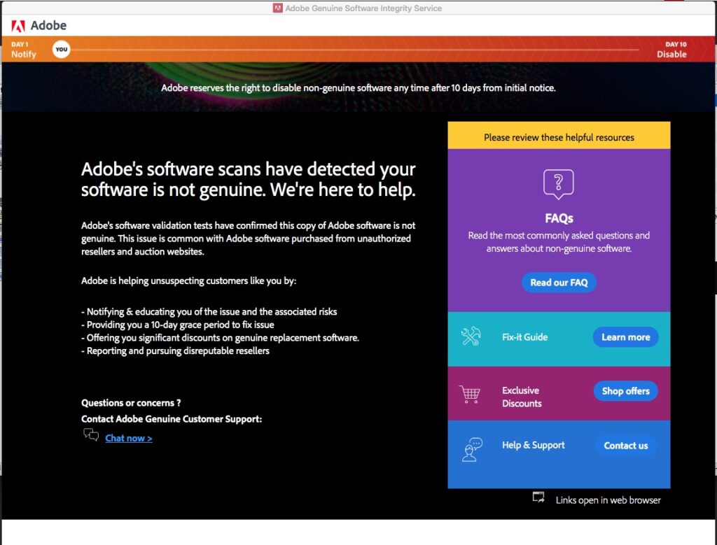 Adobegenuinesoftware-popup-solution