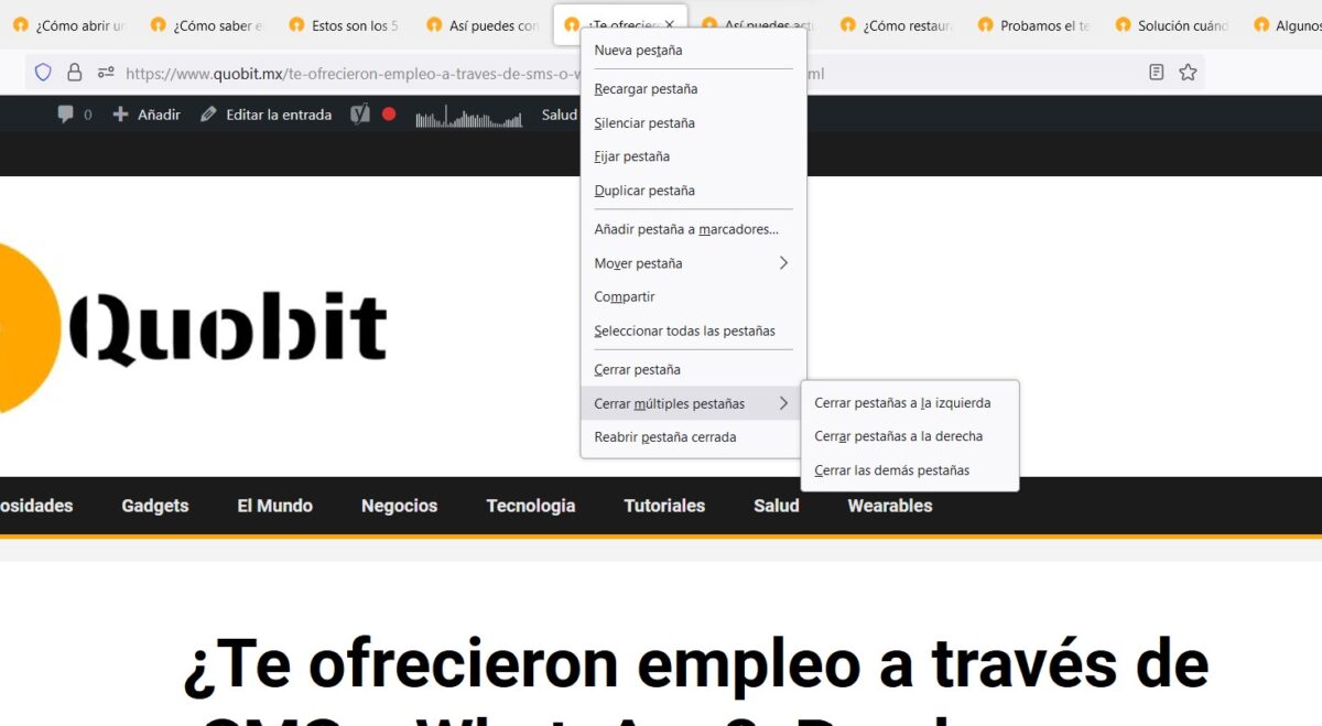 Cerrar multiples pestañas