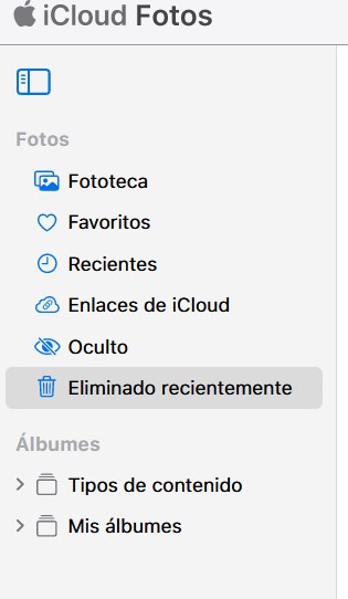 icloud fotos eliminadas recientemente