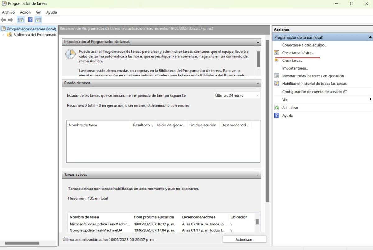 Crear tarea programada en Windows