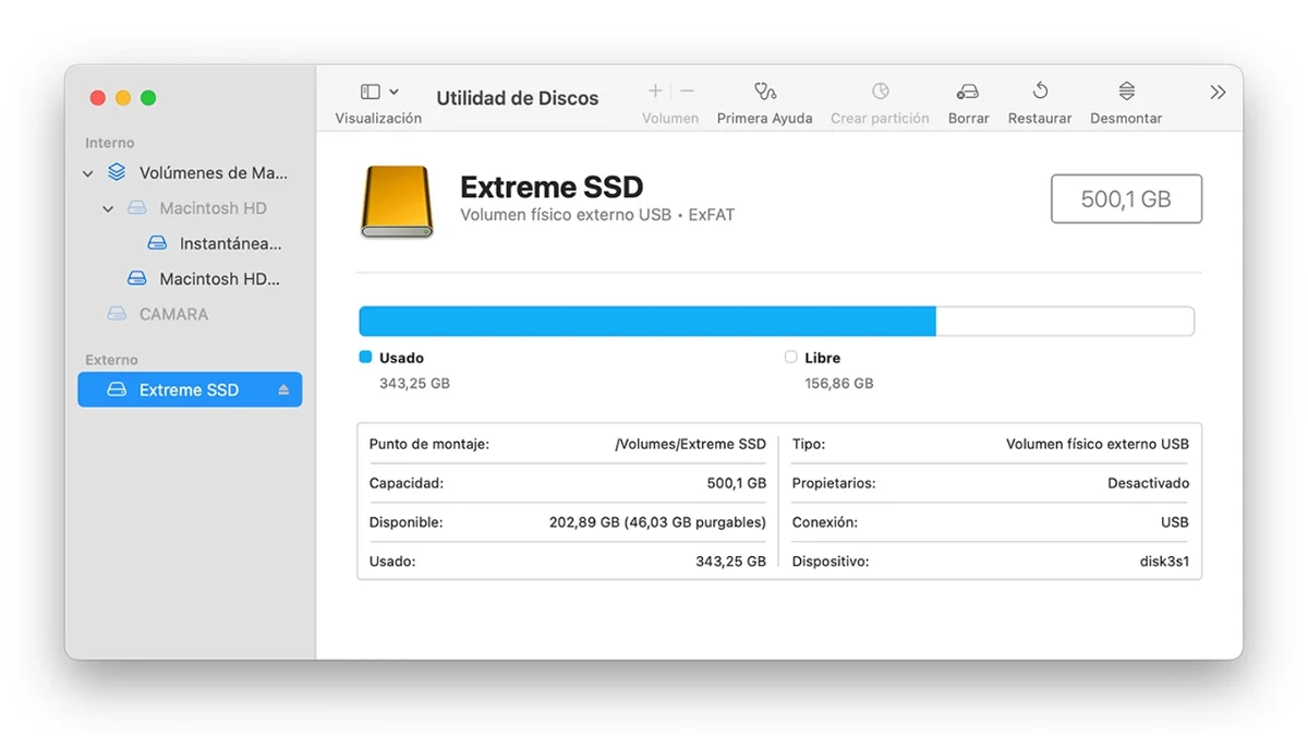 Utilidad de discos MacOS